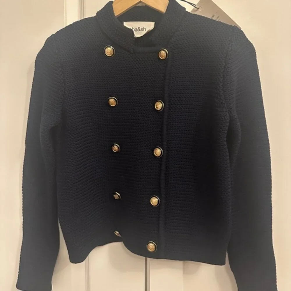 NWT Ba&sh Louman Long Sleeve Cardigan Jacket in Marine Navy Blue | size 2 / M - Picture 9 of 15